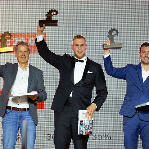 Die Nominierten für den Sportpreis v.l.n.r. Reto Zbinden (OLV Baselland Rang 3) Adrian Odermatt (1) Moritz Jäggy (2). Vergrösserte Ansicht